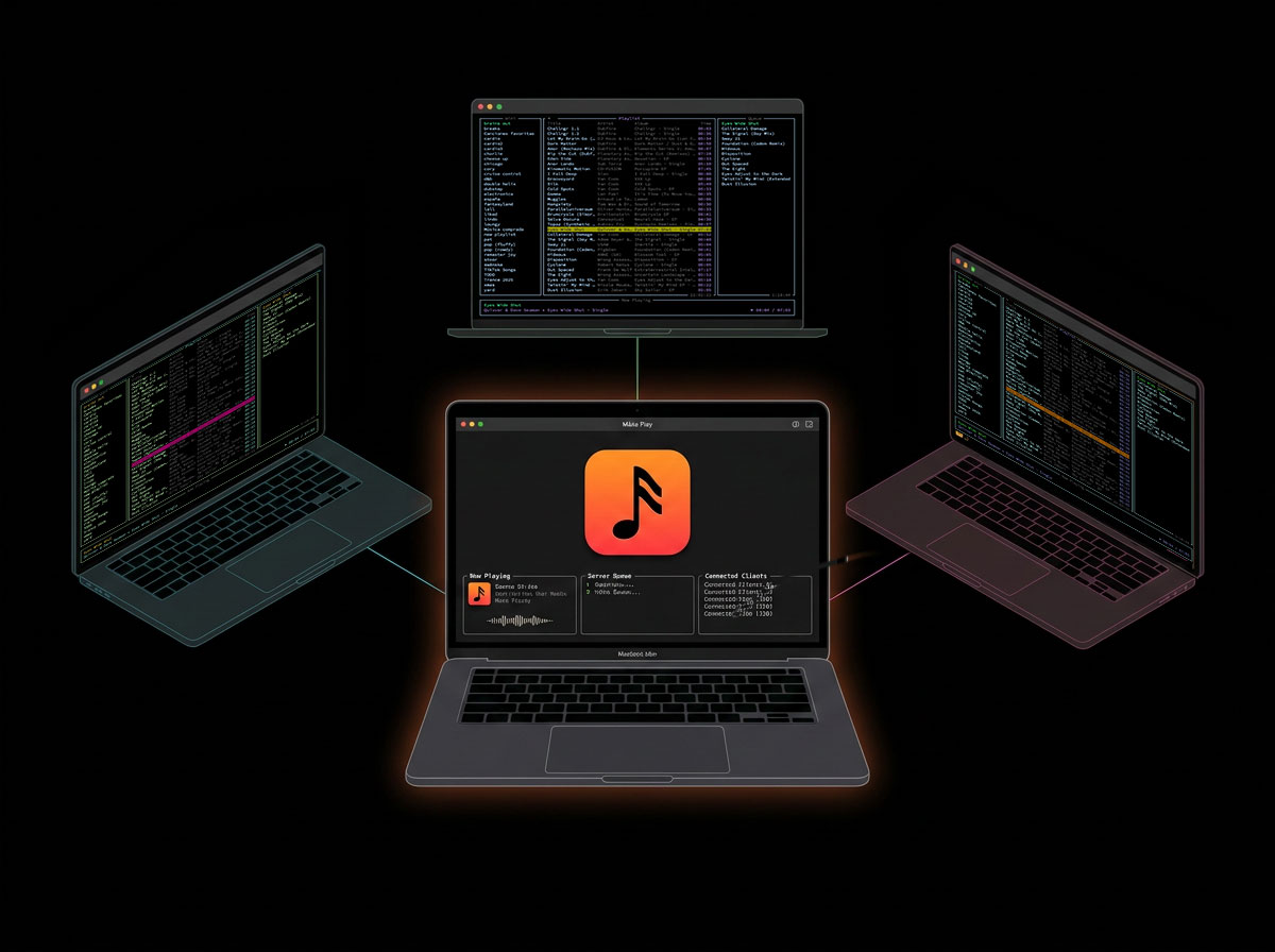 Multiple terminal clients connected to one central Make Play server