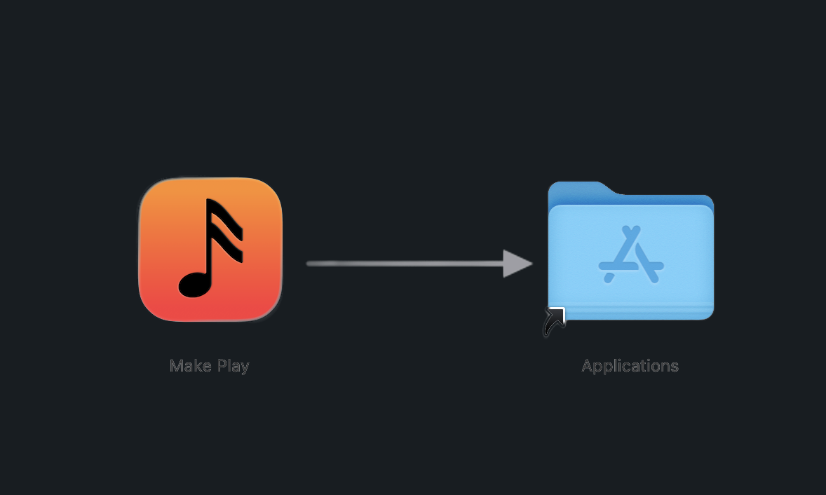 Make Play DMG window dragging the app to Applications